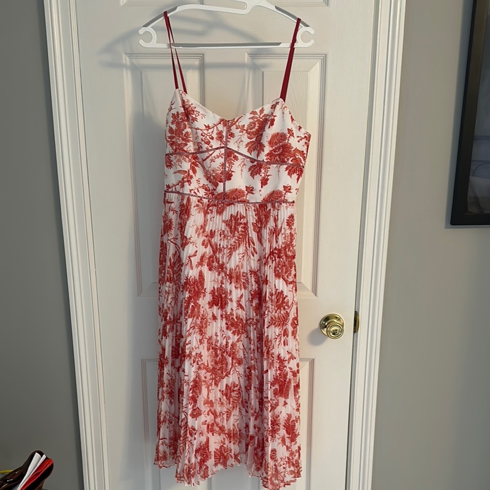 Club Monaco Chic Red and White Midi Dress